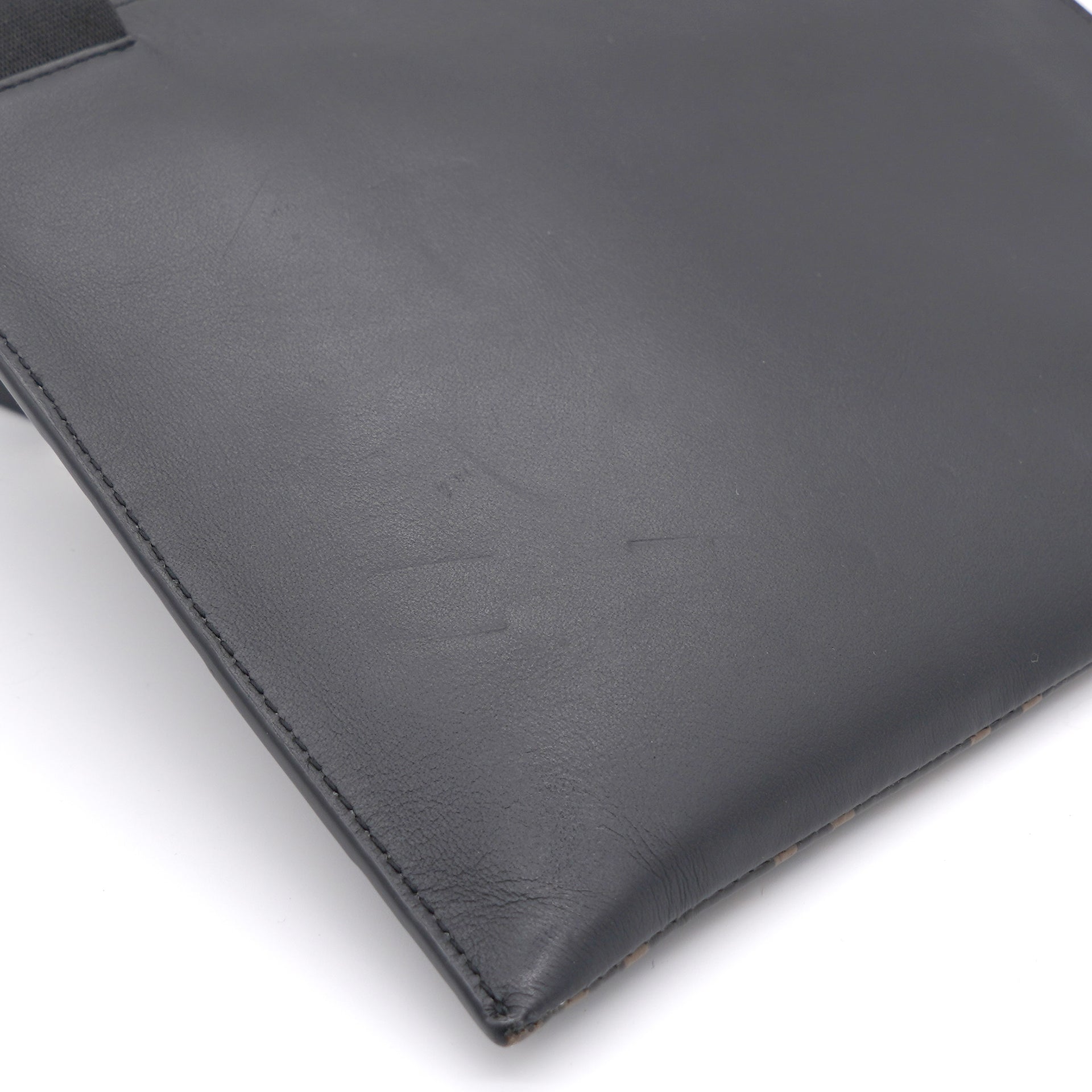 Brown FF Logo Embossed Leather Messenger Bag