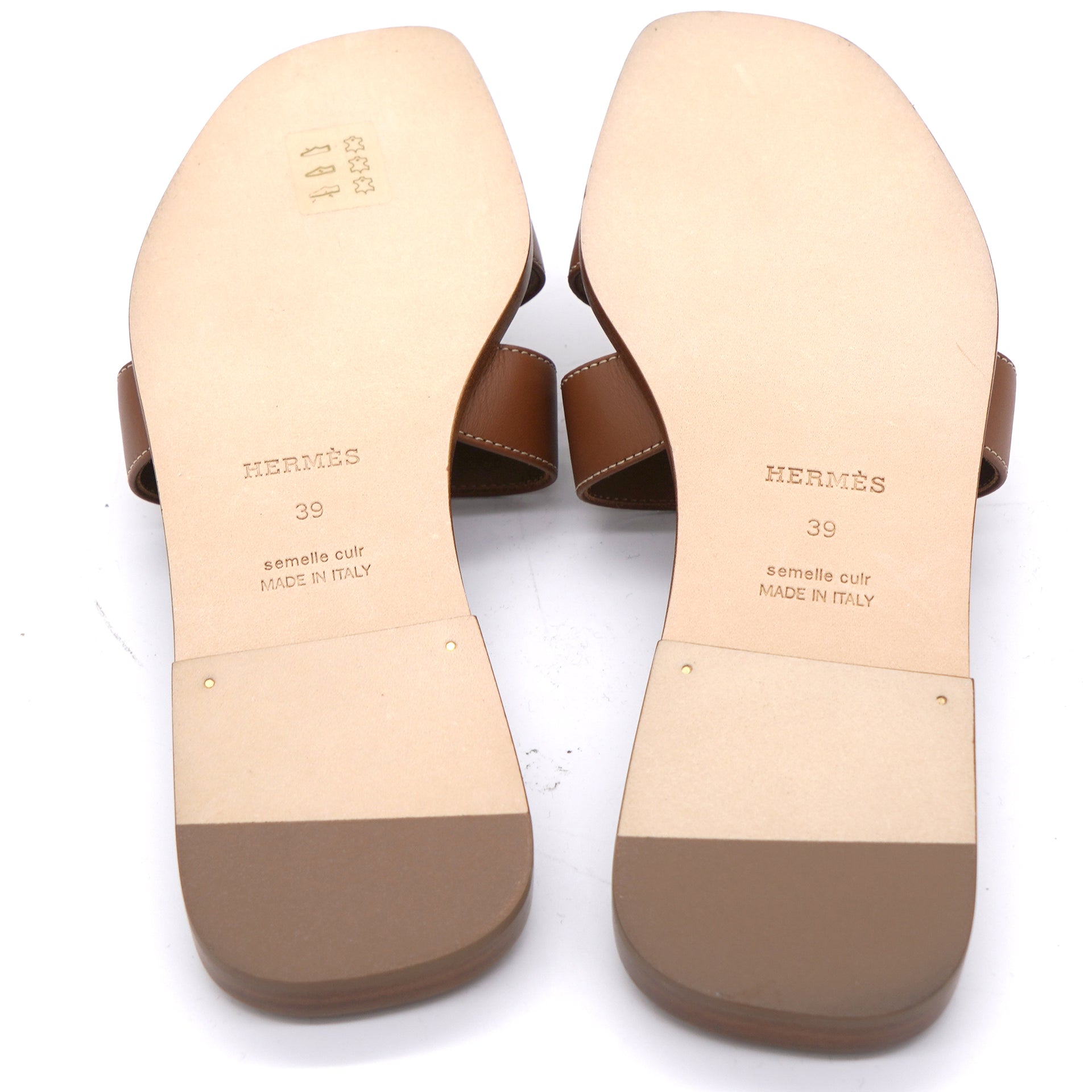 Tan Leather Oran Flat Sandals 39