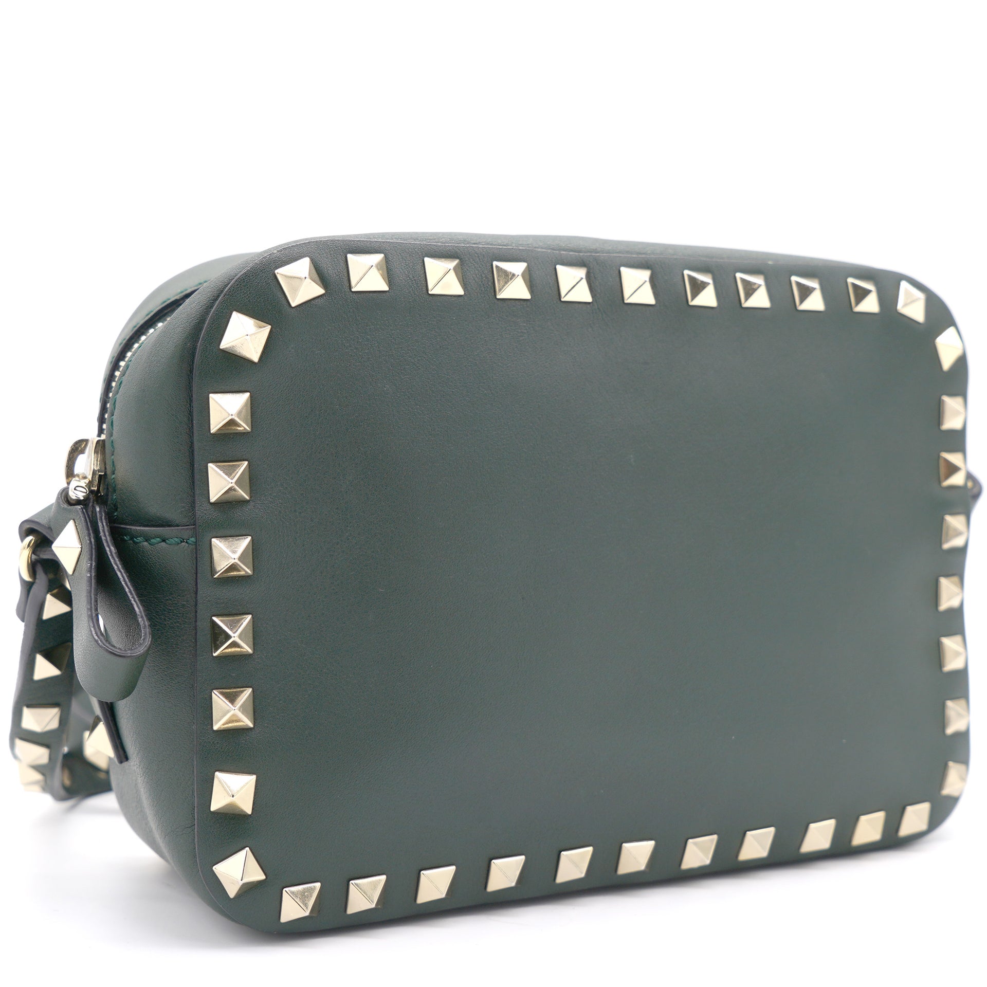 Green Leather Small Rockstud Crossbody Bag