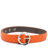 Orange Intrecciato Leather Belt 80CM