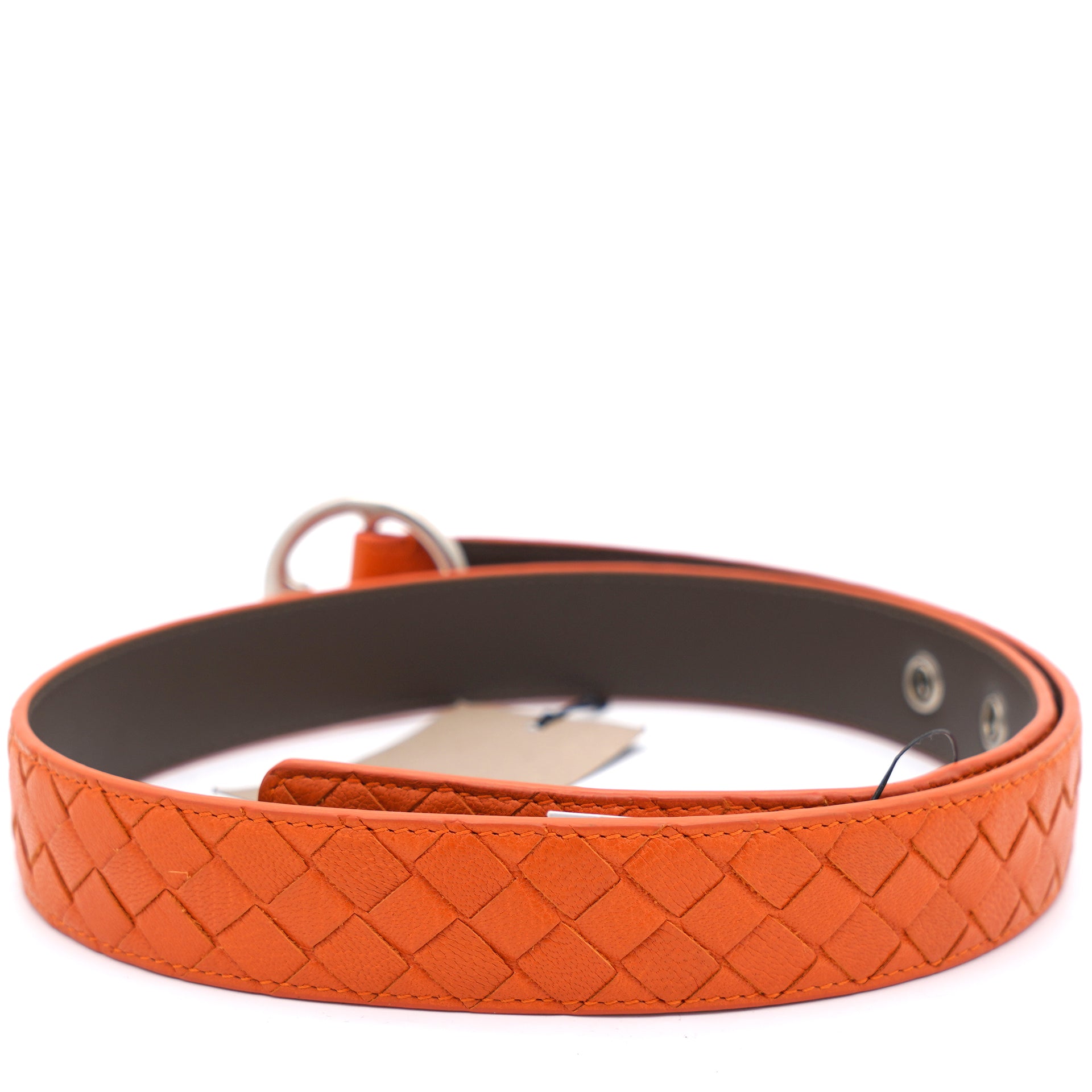 Orange Intrecciato Leather Belt 80CM