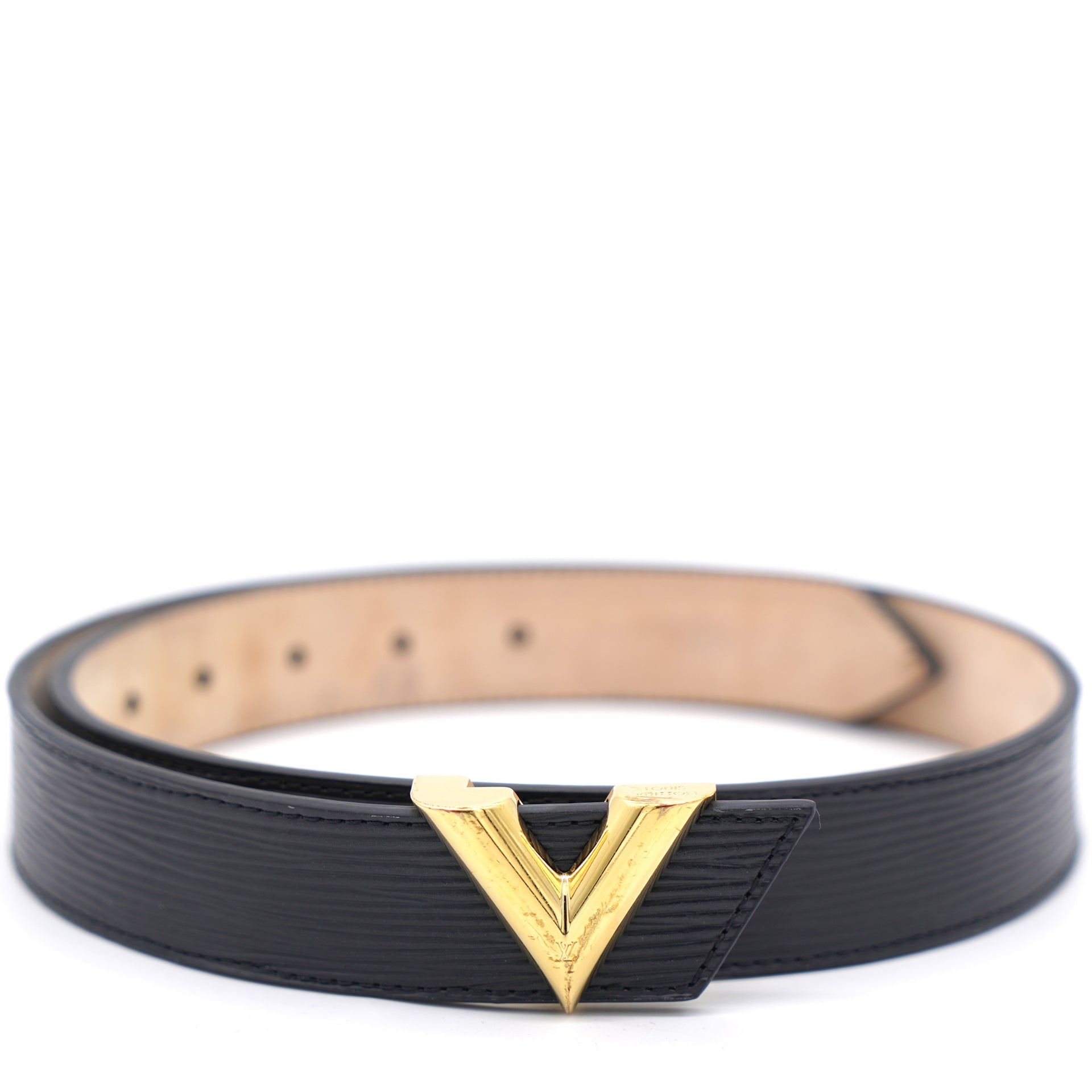 Black Epi Leather Essential V Belt 80 CM