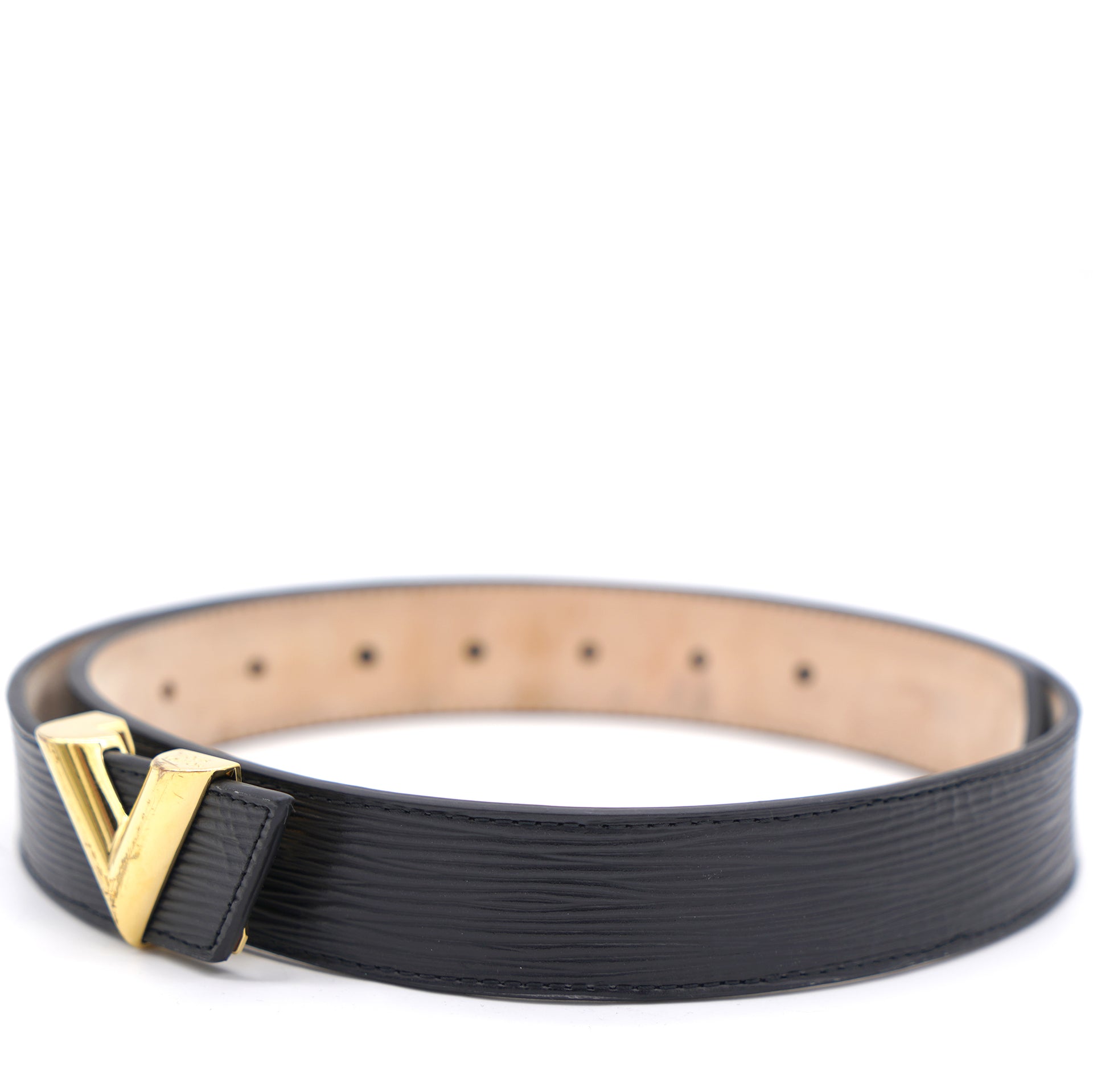 Black Epi Leather Essential V Belt 80 CM