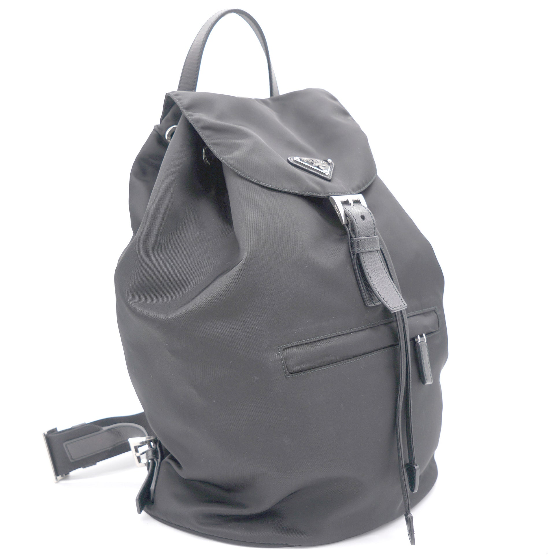 Black Tessuto Nylon Drawstring Backpack