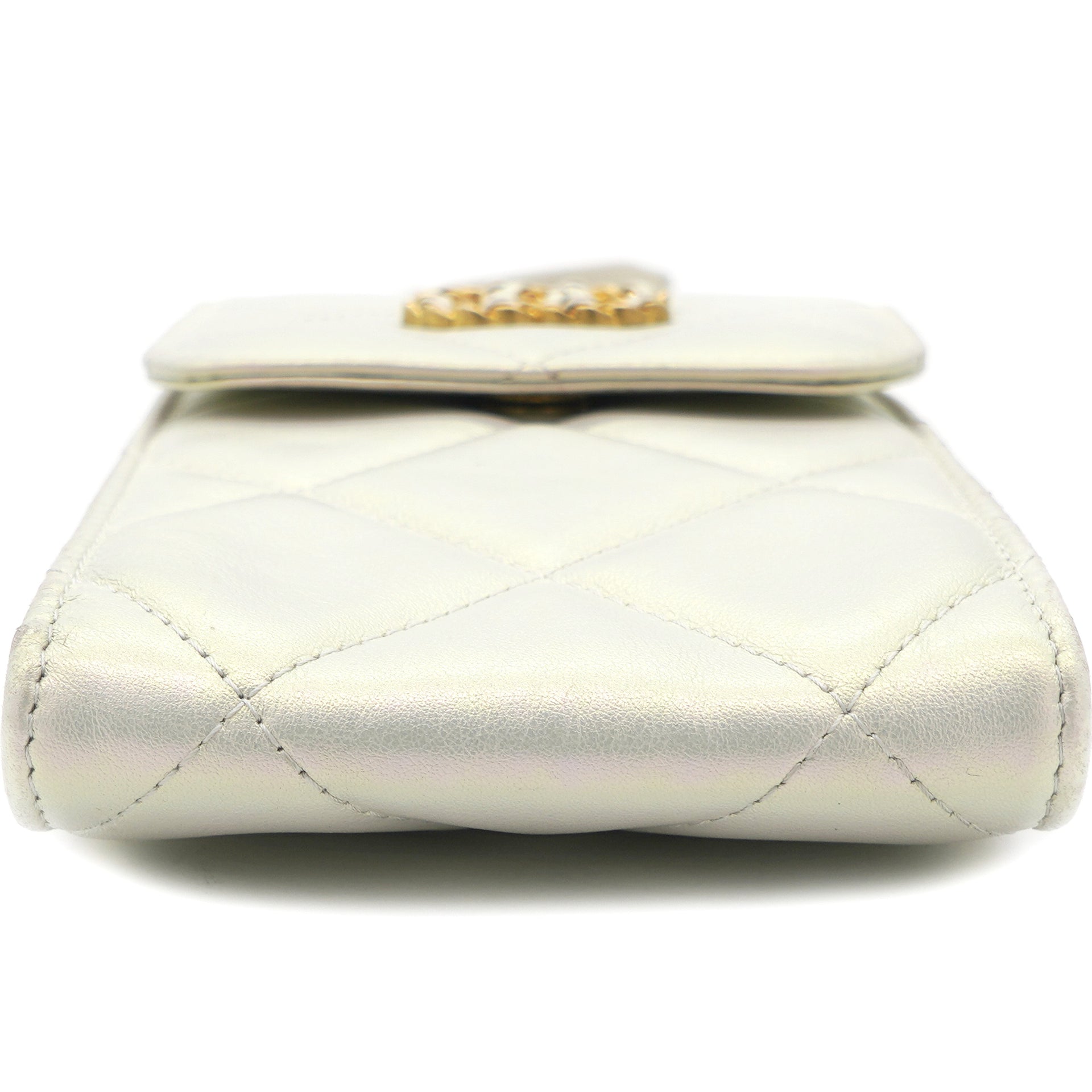 Phone Holder Chanel 19 Pearly White Calfskin