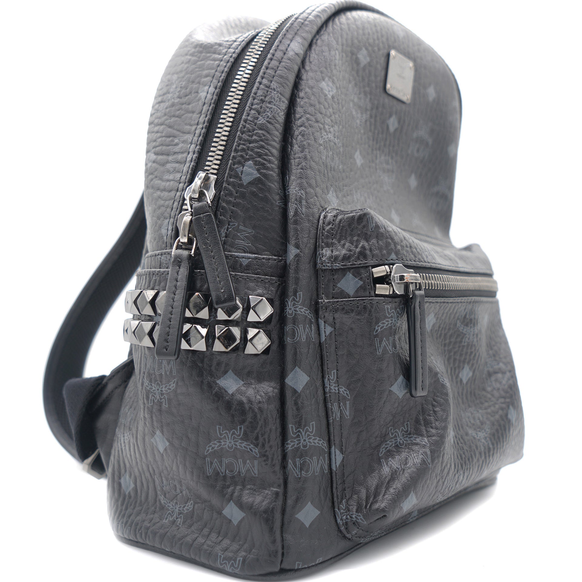Medium Stark Side Studs Backpack in Visetos Black