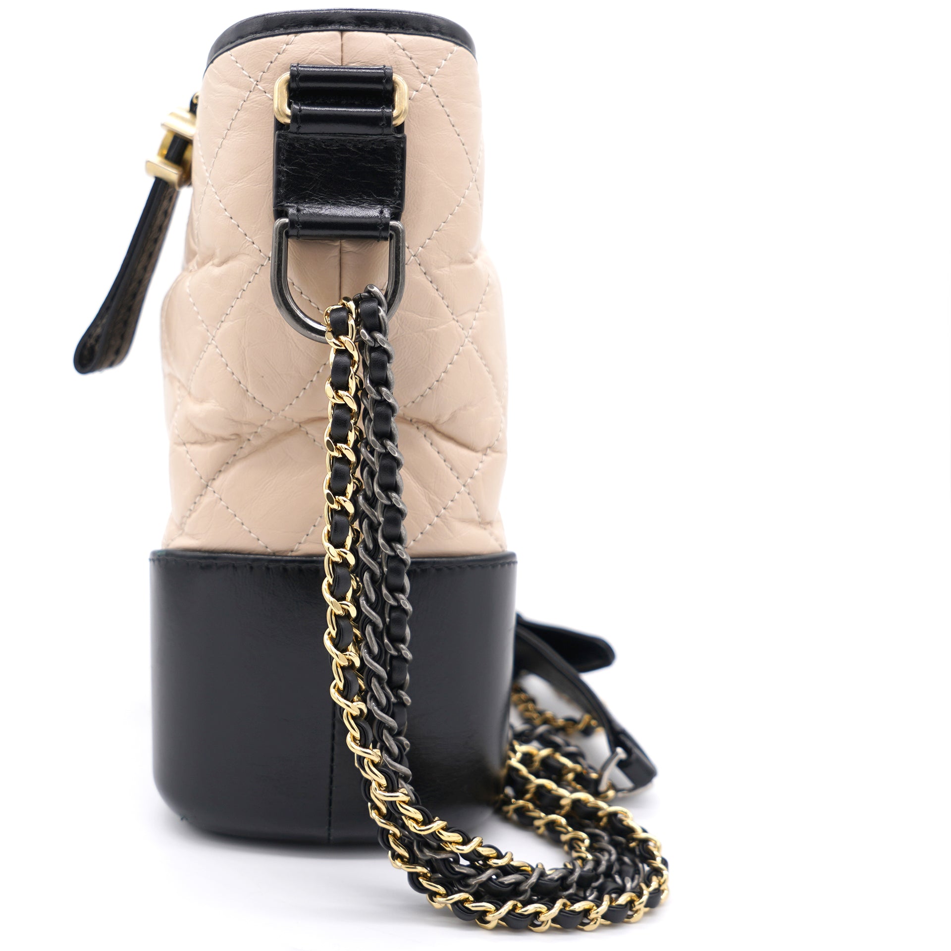Chanel Navy Blue Leather Chain Strap Vintage Bag For Sale at 1stDibs