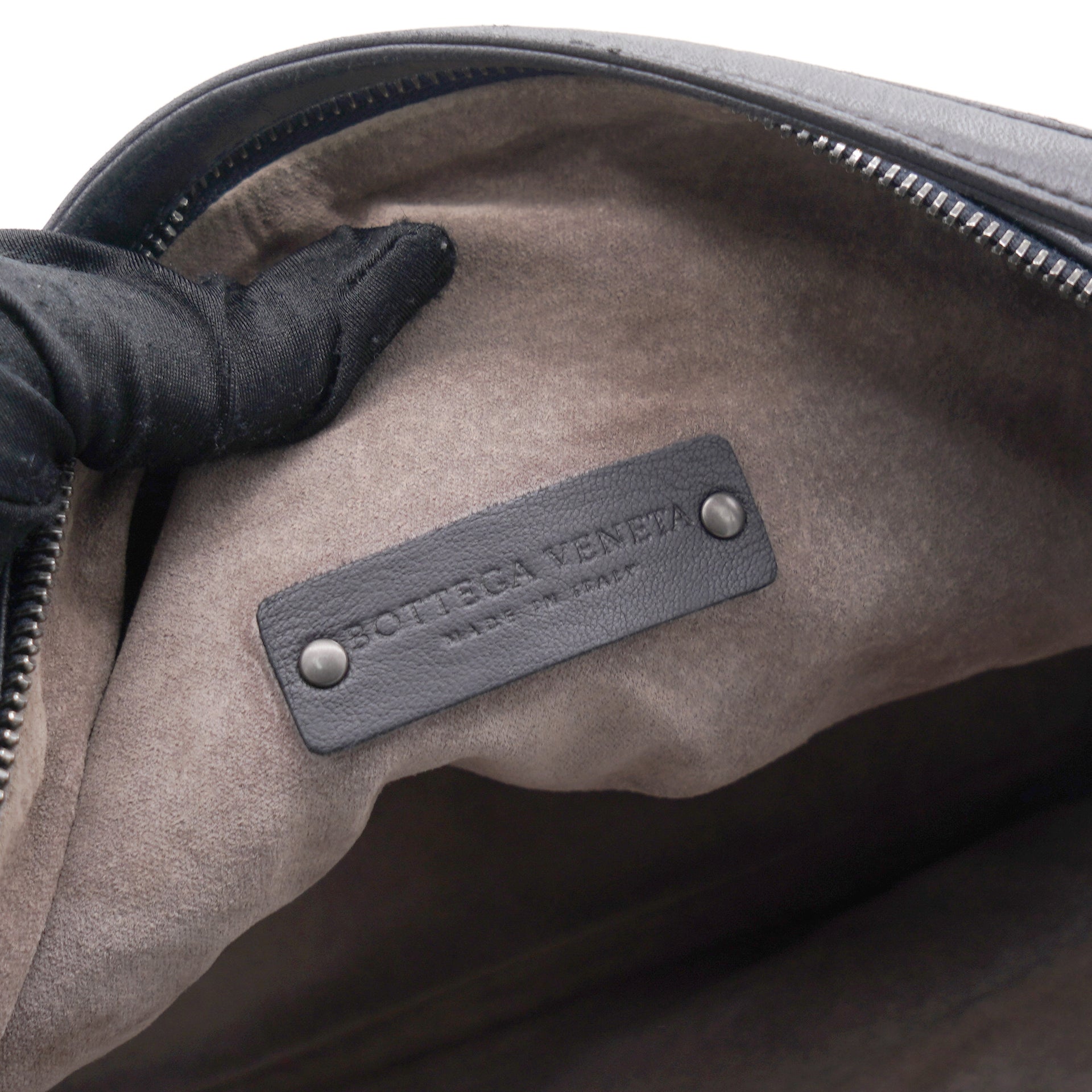 Black Intrecciato Leather Shoulder Bag