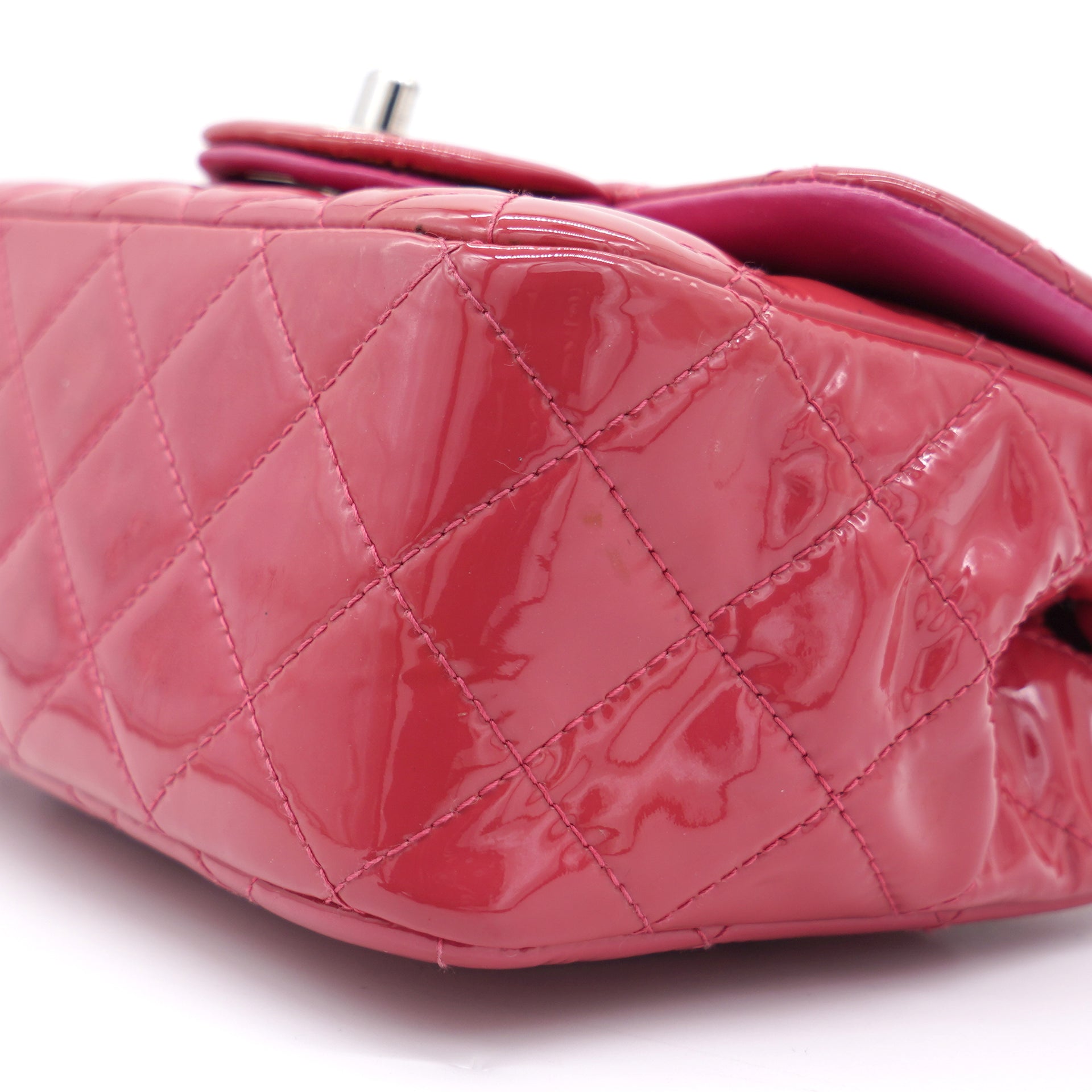 Patent Quilted Mini Square Flap Pink