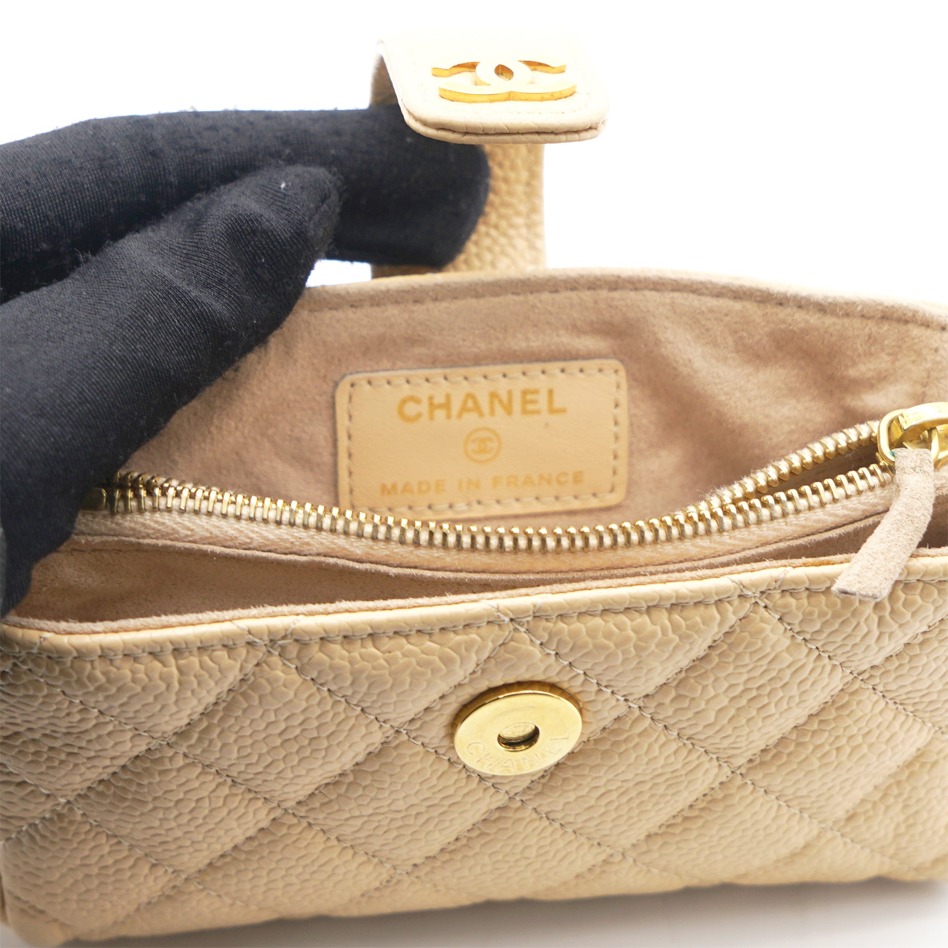 Chanel Caviar Quilted Flap Card Holder Wallet Beige – STYLISHTOP