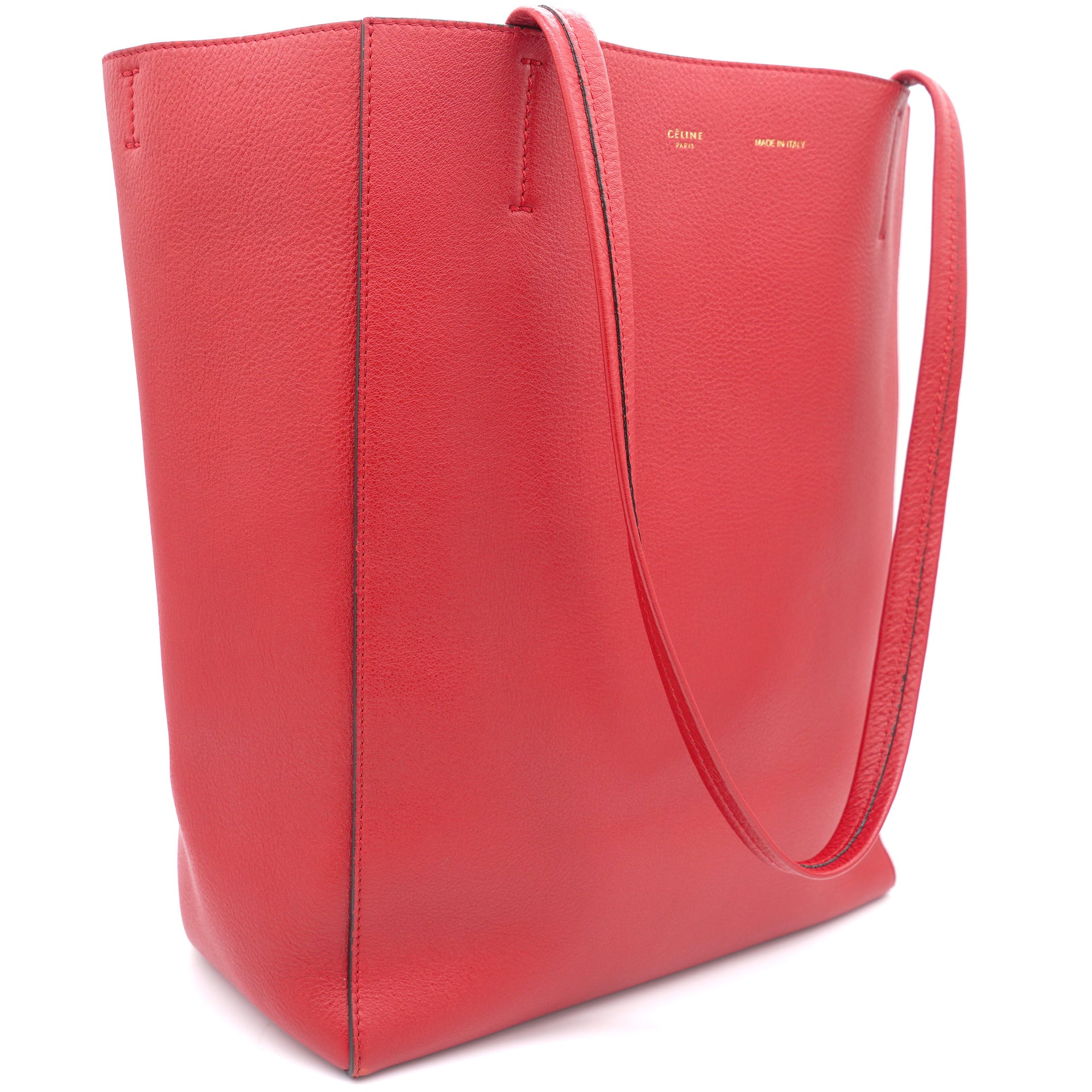 Red Grained Leather Small Horizontal Phantom Cabas Tote