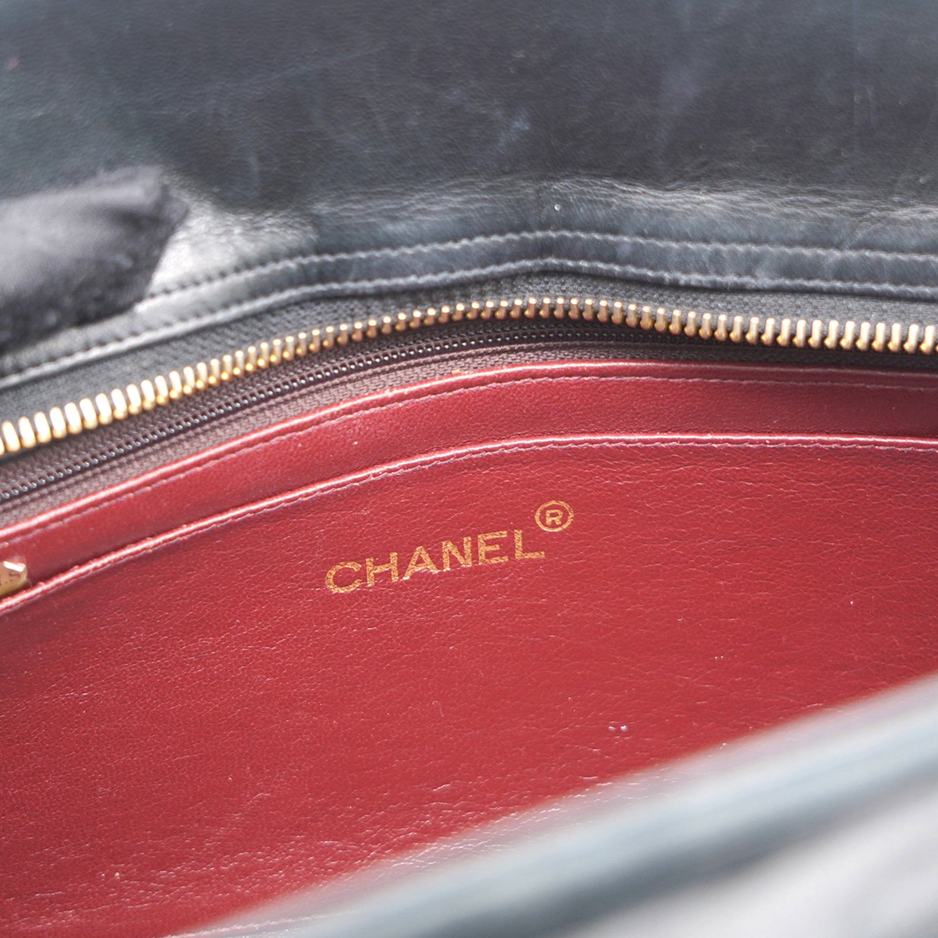 Vintage Chanel Black Quilted Lambskin Leather Chain Shoulder Bag
