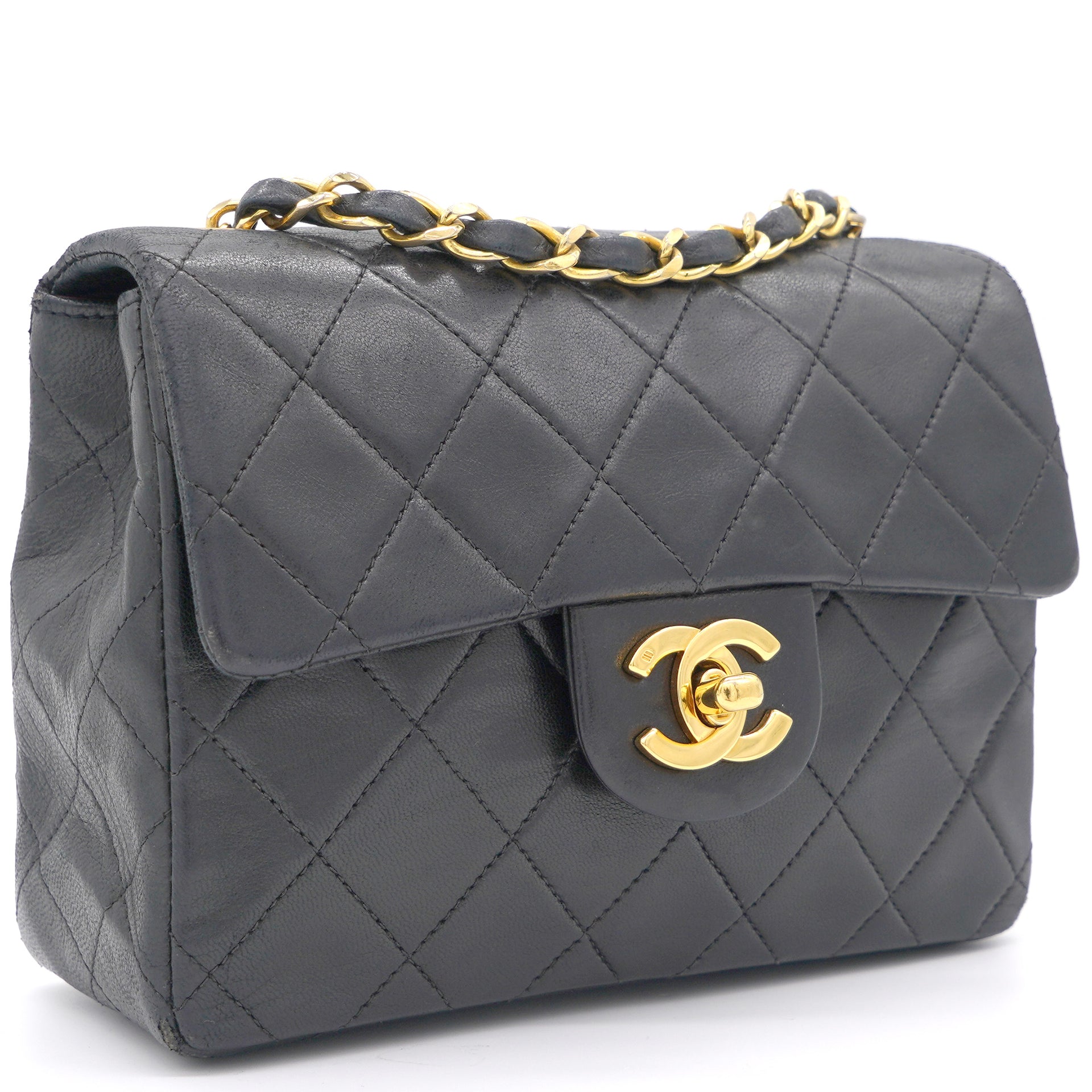 Chanel B35 Chanel 2.55 10inch Double Flap Black Quilted Leather