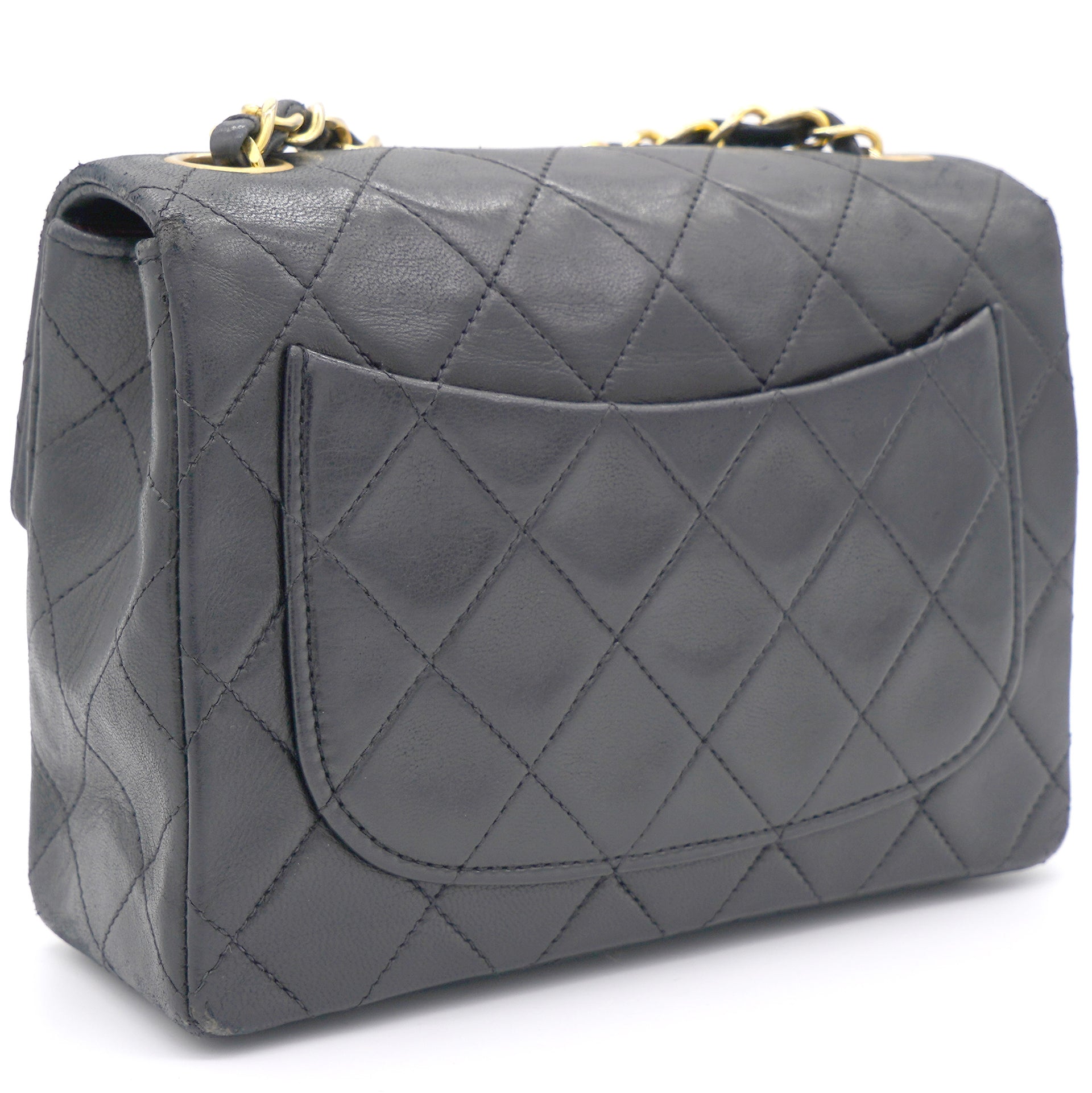Chanel Vintage Black Quilted Leather Mini Square Classic Flap Bag –  STYLISHTOP