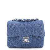 Chanel Blue Quilted Denim Mini Classic Flap Bag Brushed Gold