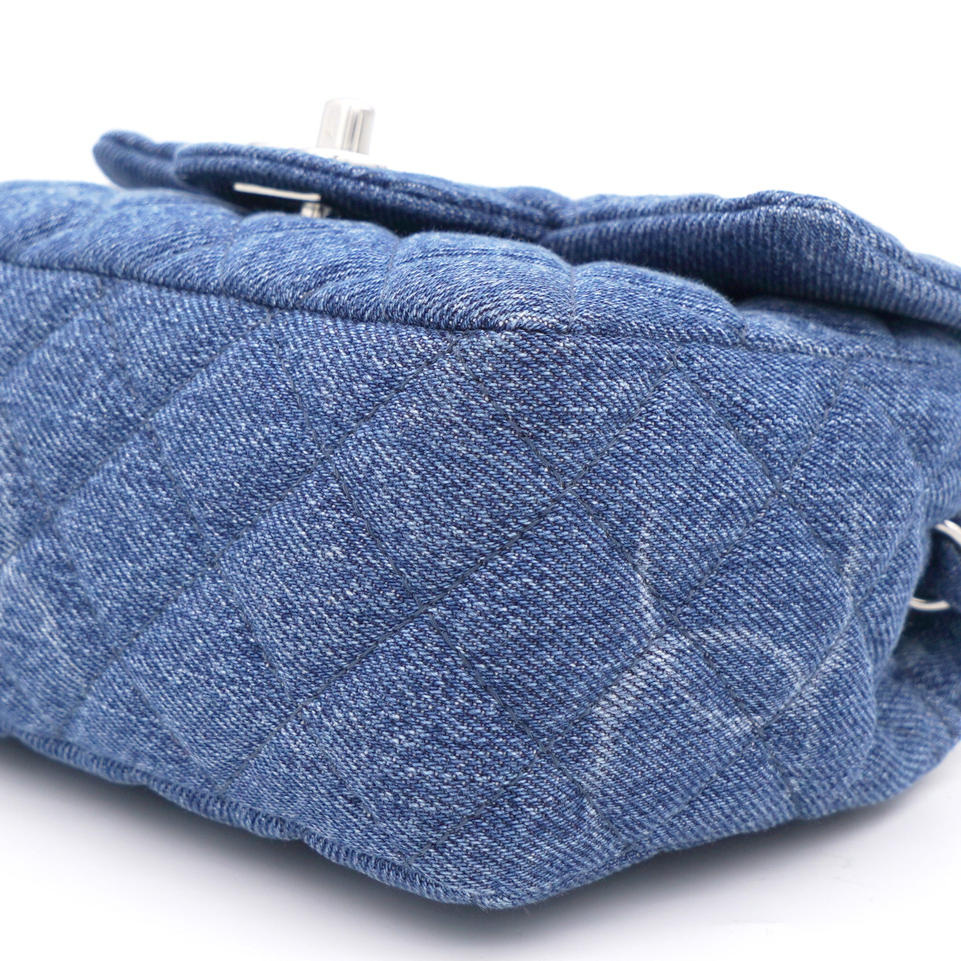 Blue Quilted Denim Mini Square Classic Flap Bag