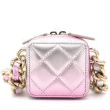 Gradient Metallic Gold and Pink Lambskin Clutch with Chain