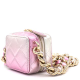 Gradient Metallic Gold and Pink Lambskin Clutch with Chain