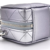 Gradient Metallic Silver and Purple Lambskin Clutch with Chain