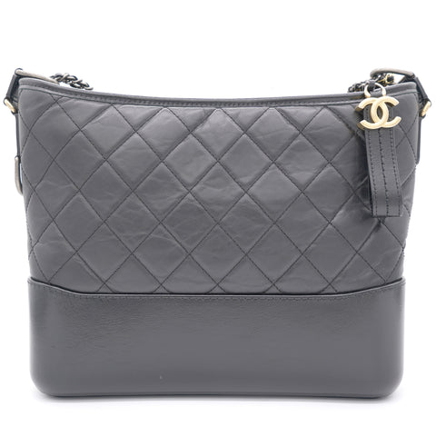Black Quilted Leather Medium Gabrielle Hobo