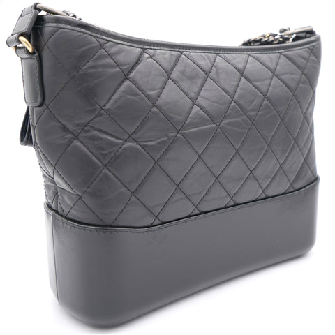 Black Quilted Leather Medium Gabrielle Hobo