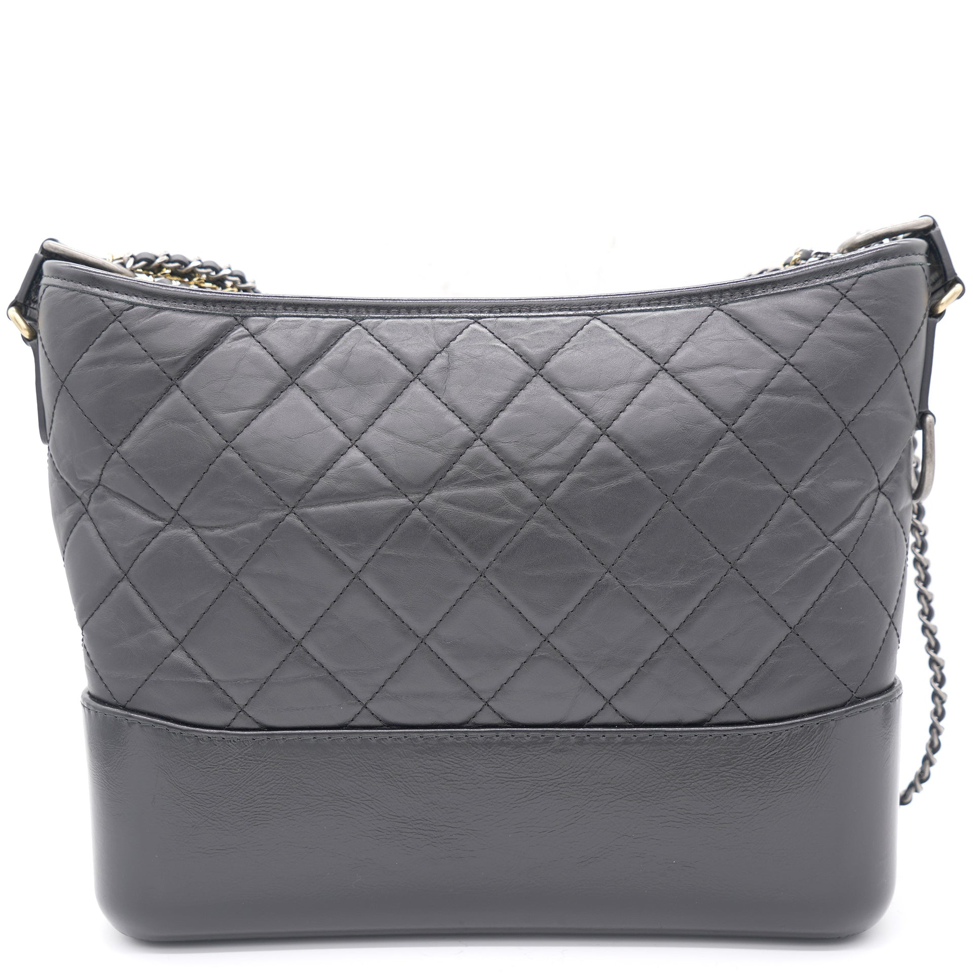 Chanel Quilted Medium Gabrielle Hobo Black Aged Calfskin Mixed