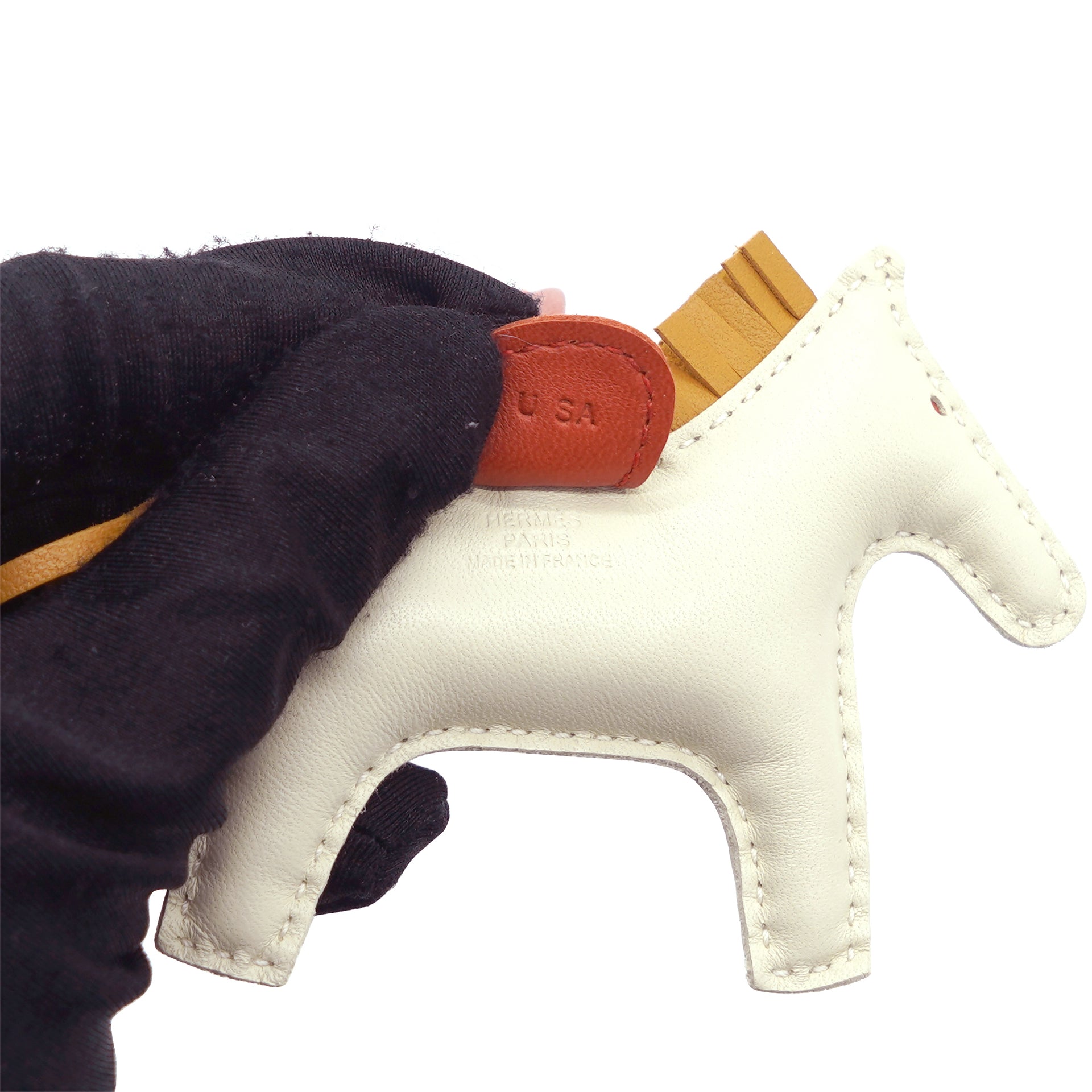 Hermes Chocolate/White Lambskin Rodeo PM Horse Bag Charm – STYLISHTOP
