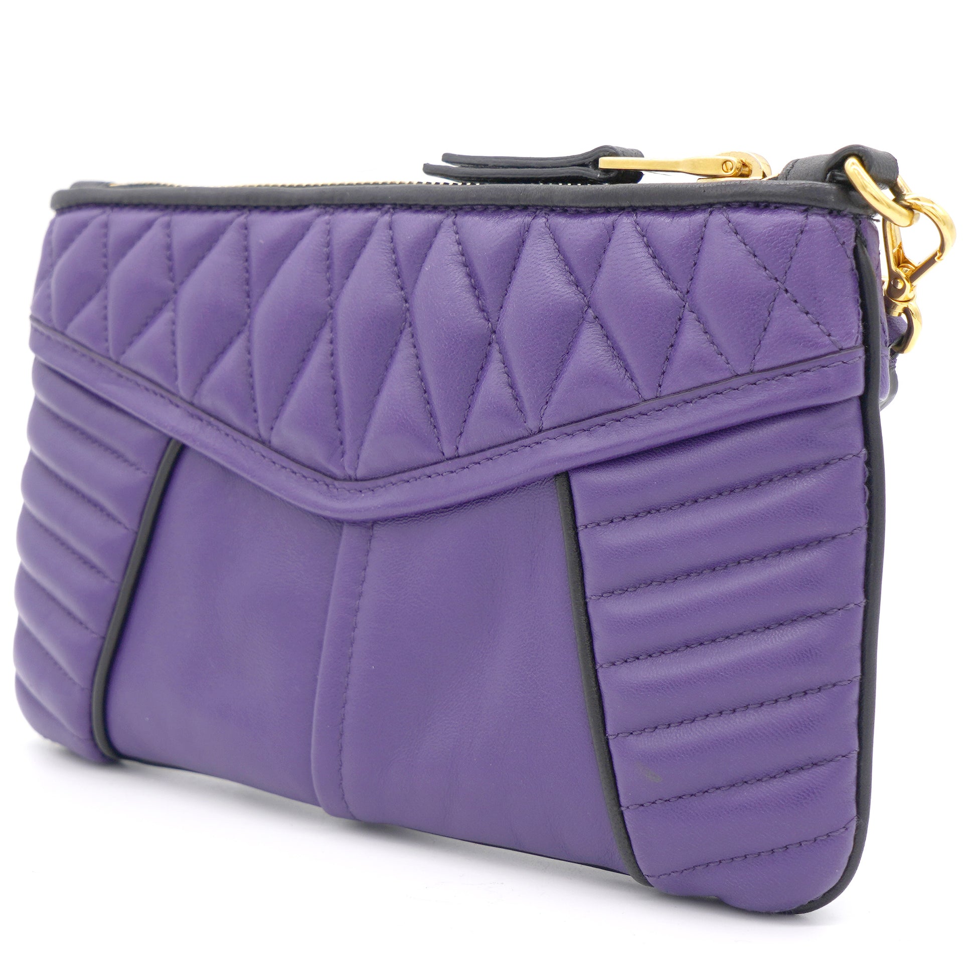 Multi-Pattern Nappa Purple Leather Wrislet Clutch