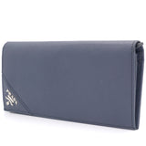Navy Saffiano Leather Bi-Fold Long Wallet