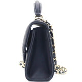 Lambskin Pearl Black Mini Handle Bag