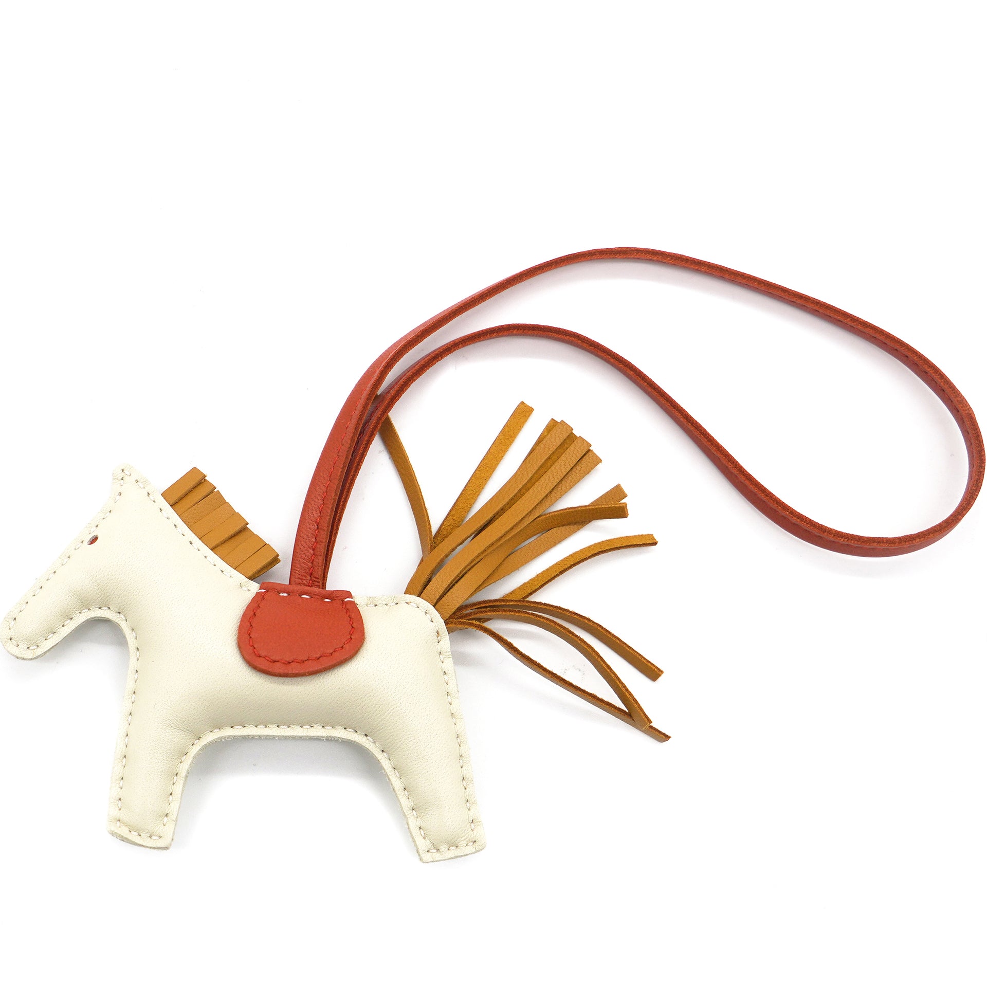 Hermes Chocolate/White Lambskin Rodeo PM Horse Bag Charm – STYLISHTOP