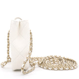 Lambskin Quilted Clutch with Double Chain White