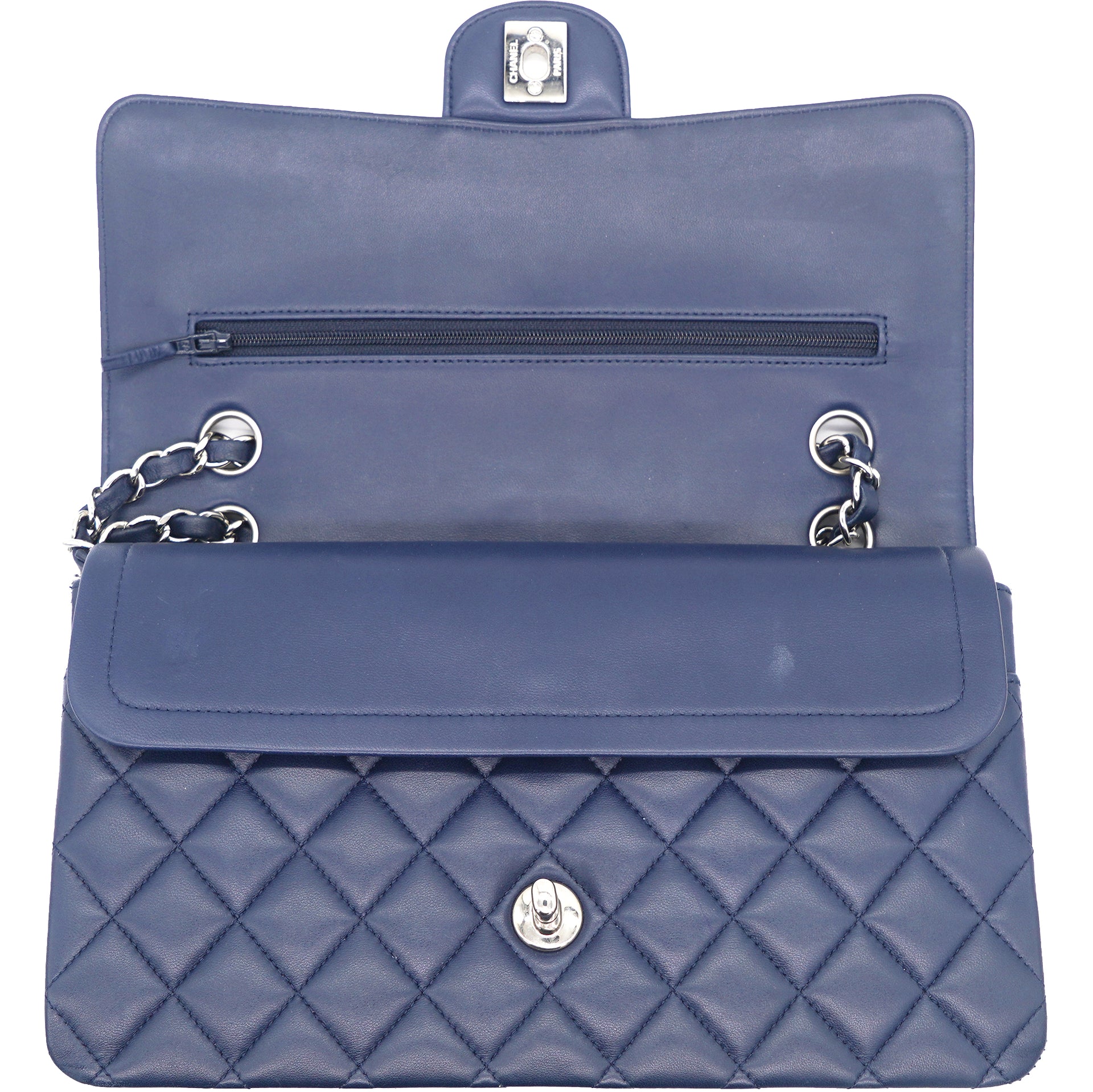 Tricolor Blue Medium Double Flap Bag