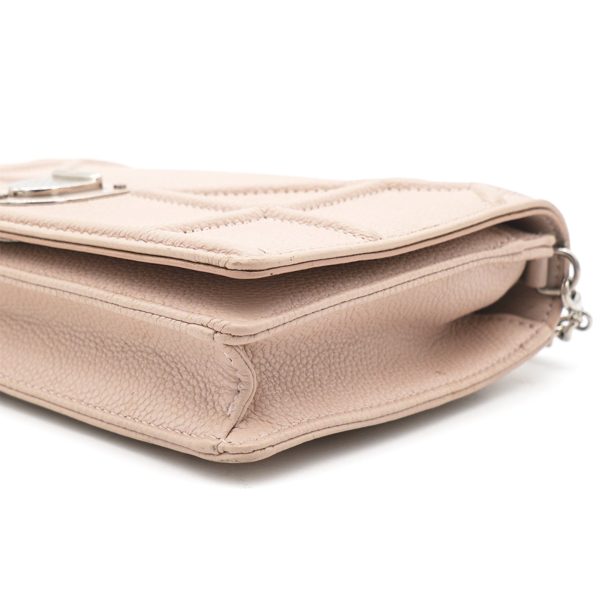 Light Pink Leather Diorama Wallet on Chain