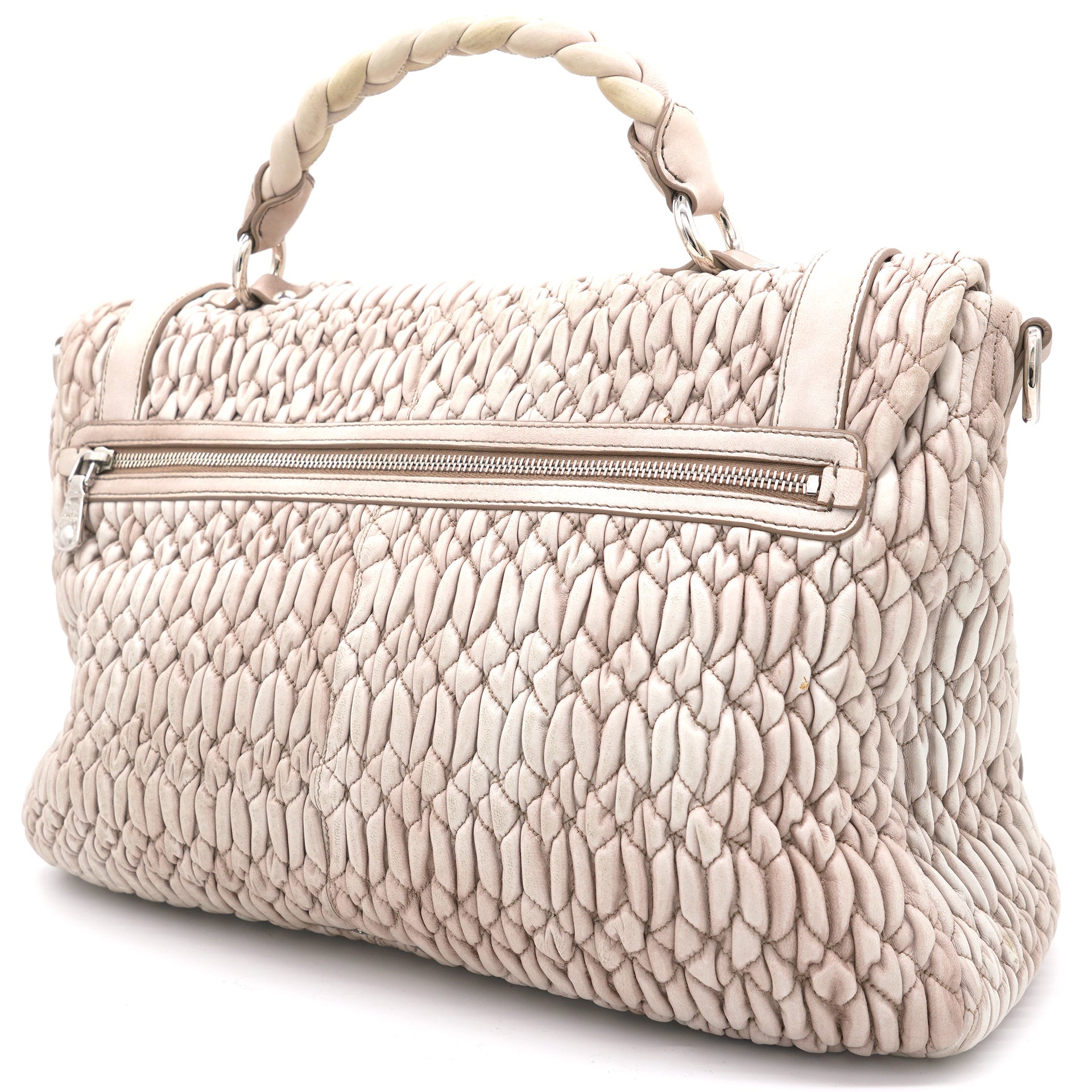 Pink Matelasse Nappa Leather Large Top Handle Bag