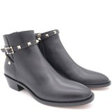Black Leather Rockstud Ankle Boots 38.5