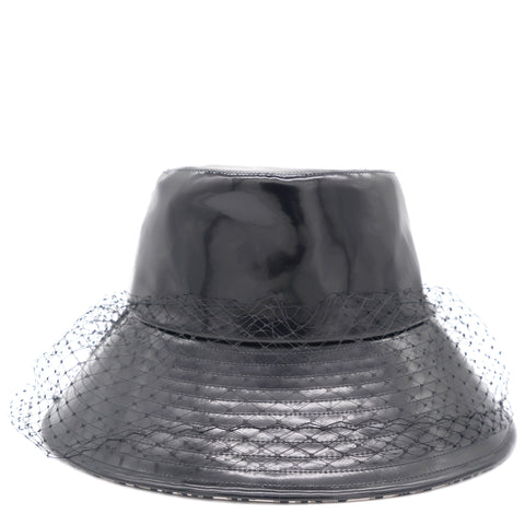 Black Teddy-D Large Brim Veil Trim Bucket Hat 58