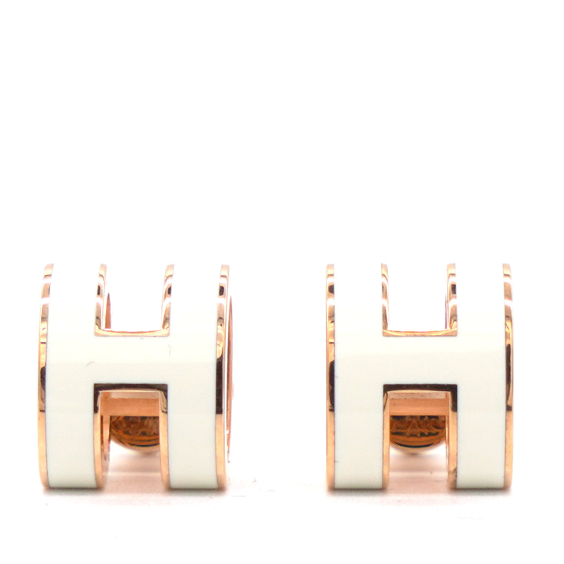 Lacquered Pop H Earrings White
