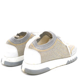 Gold/Silver Knit Fabric And Metallic Addict Low Top Sneakers 36