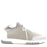 Gold/Silver Knit Fabric And Metallic Addict Low Top Sneakers 36