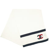 Ivory CC Logo Embroidered Cashmere Scarf