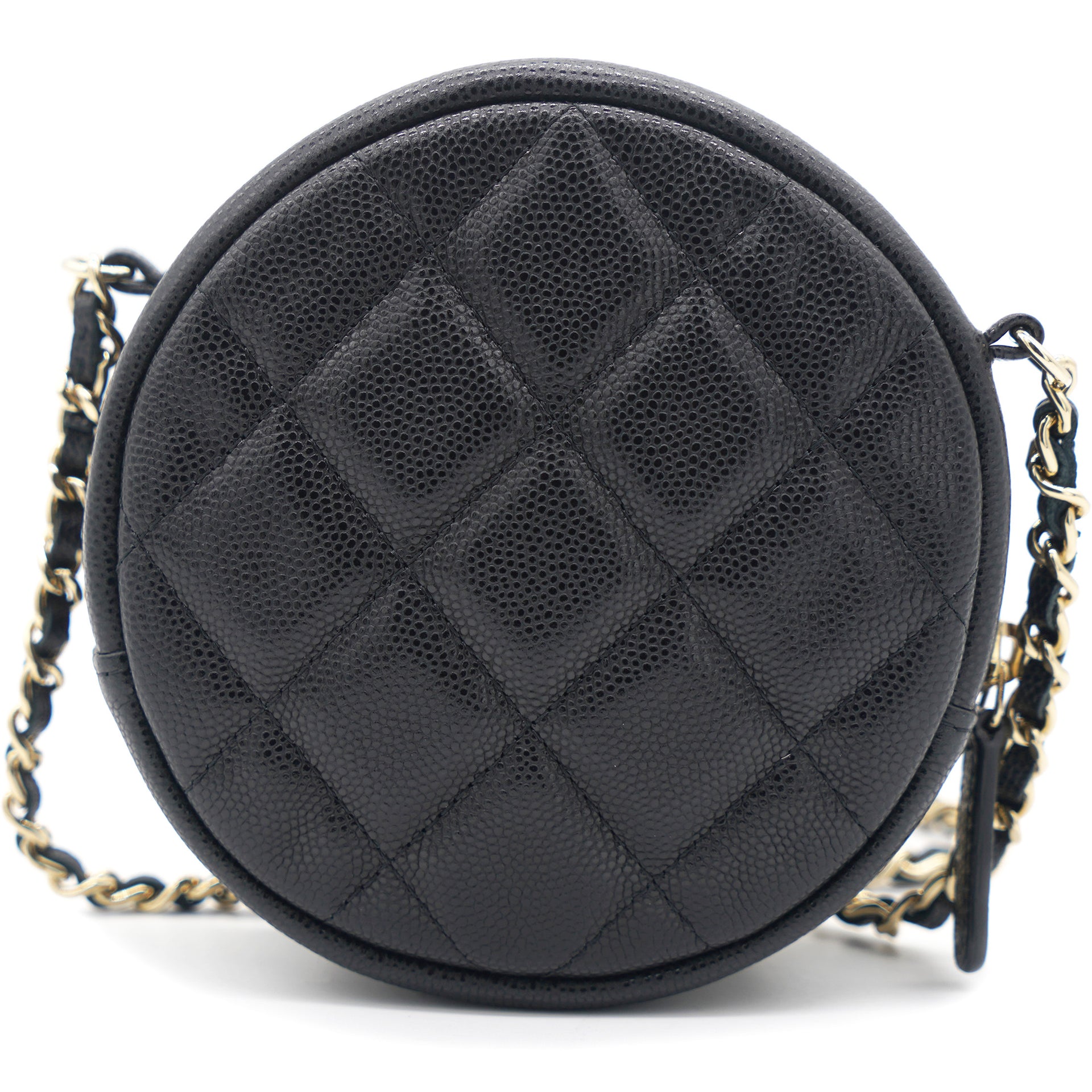 Mini Round Purse Vanity Caviar Leather Black – STYLISHTOP