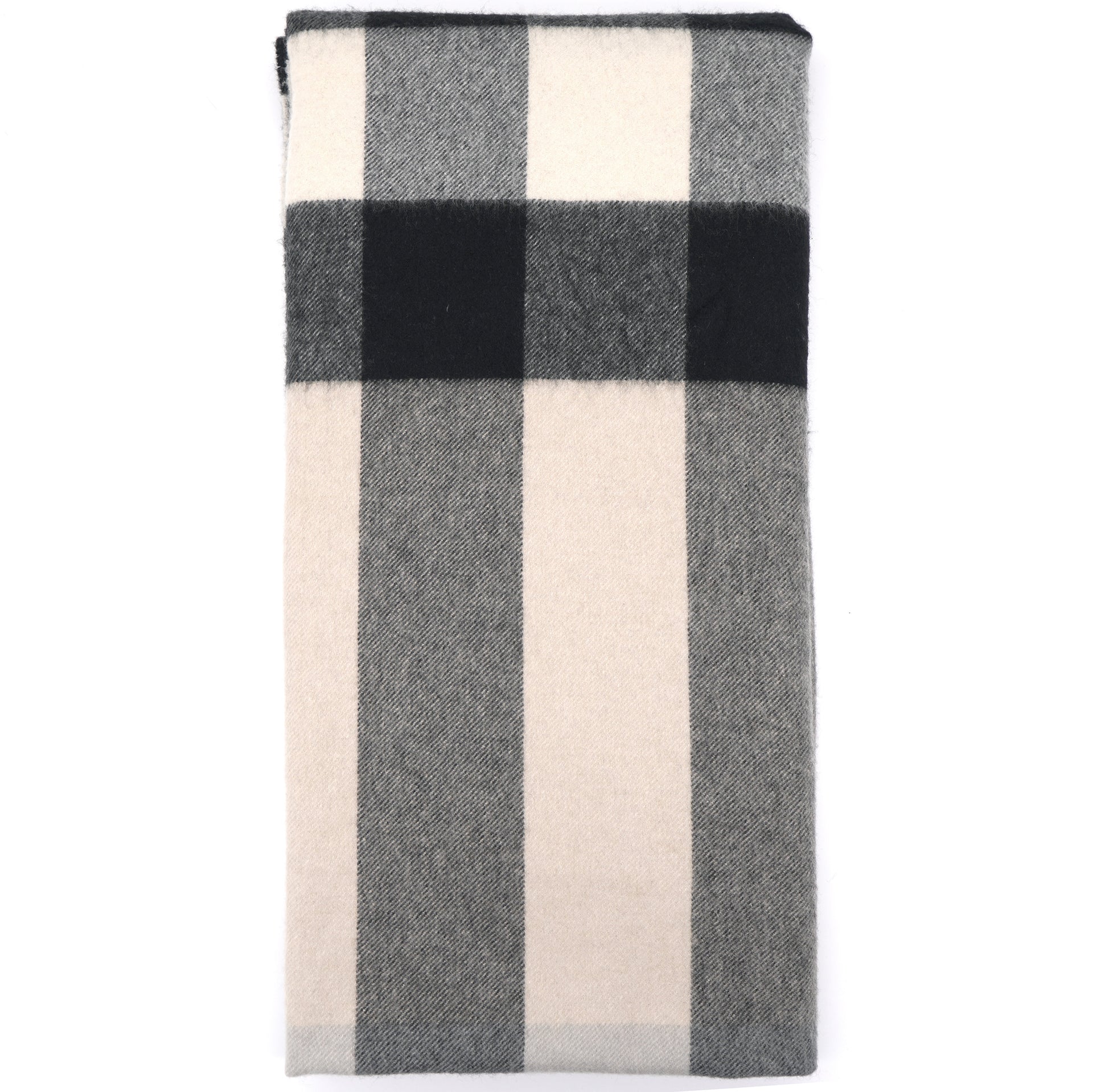 Light Grey/Ivory Giant Check Wool Scarf