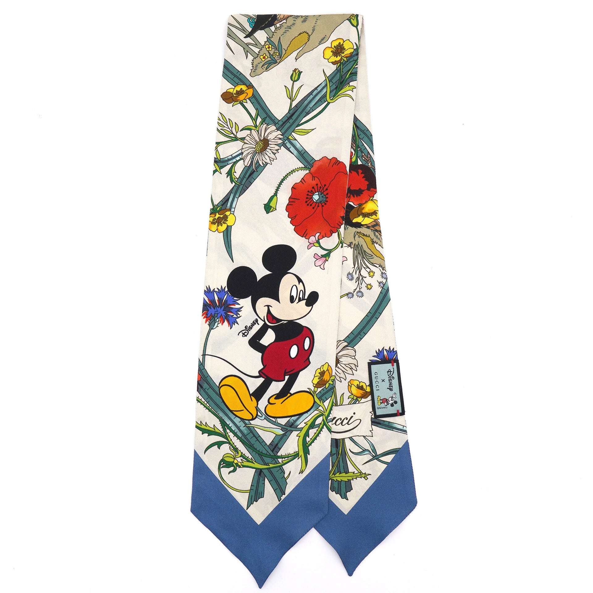 Gucci X Disney Collaboration Mickey Mouse 100% Silk Tie Scarf w