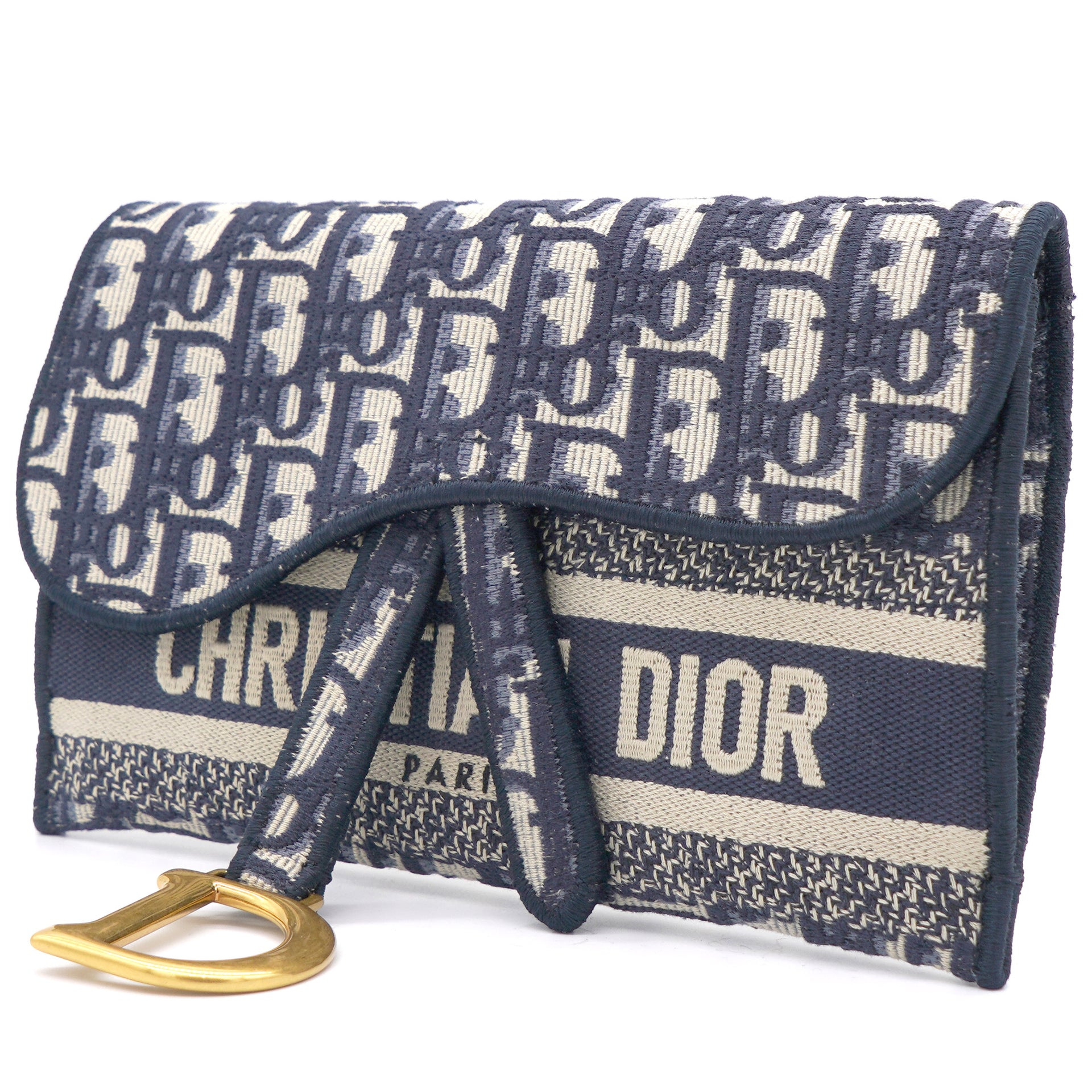 Saddle Bag Blue Dior Oblique Embroidery