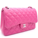 Pink Quilted Lambskin Leather Jumbo Classic Double Flap Bag