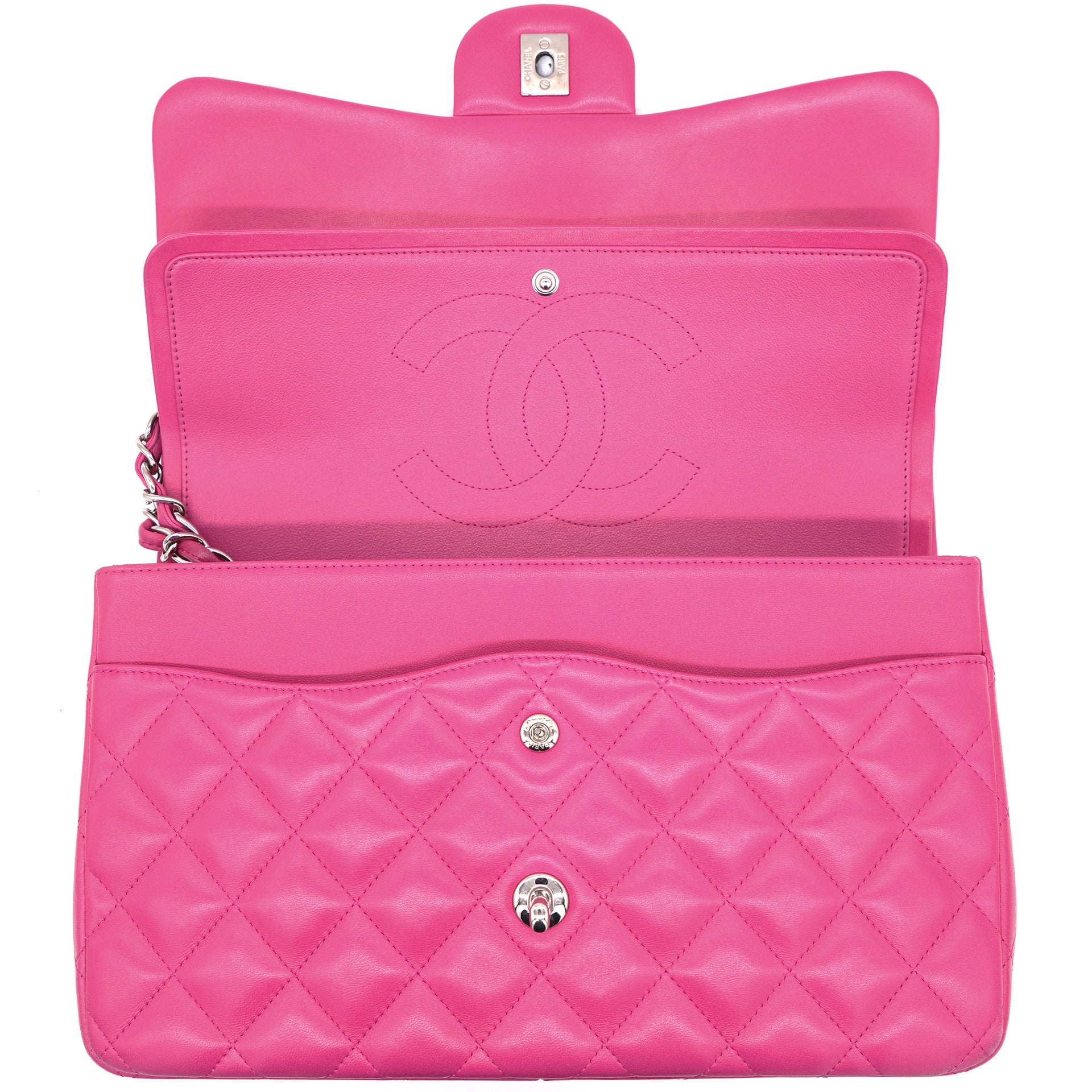 Pink Quilted Lambskin Leather Jumbo Classic Double Flap Bag