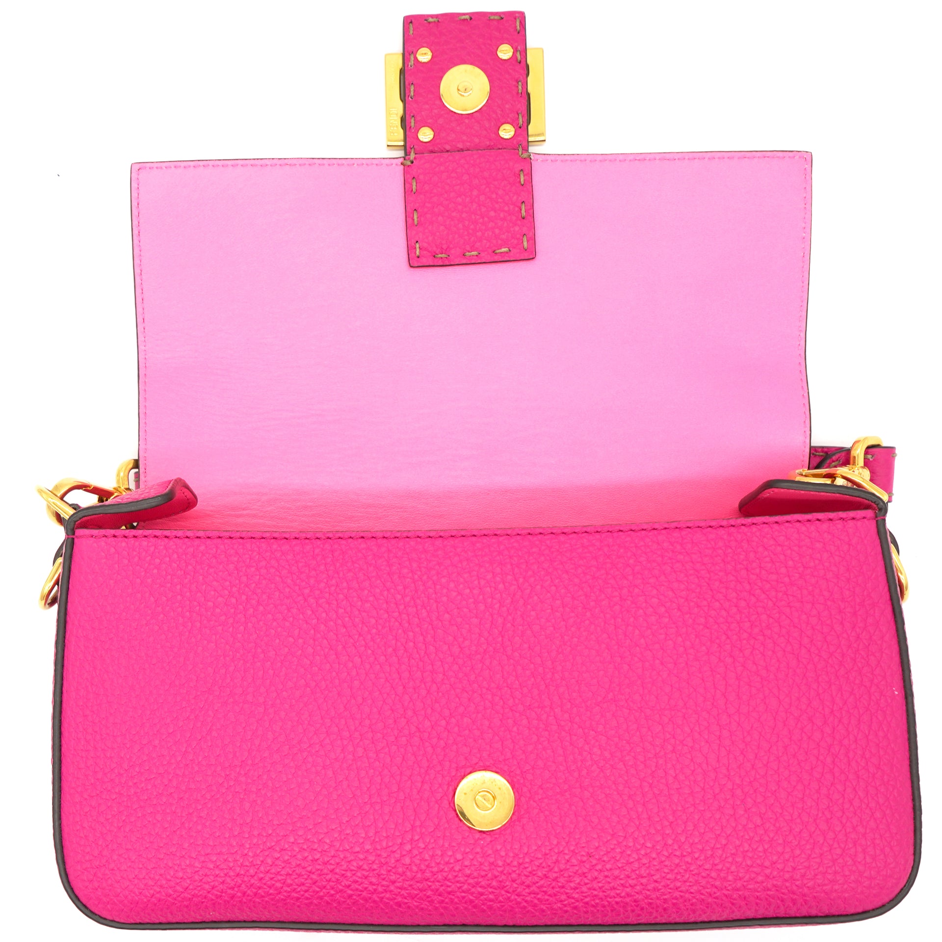 Selleria Pink Leather Baguette Shoulder Bag