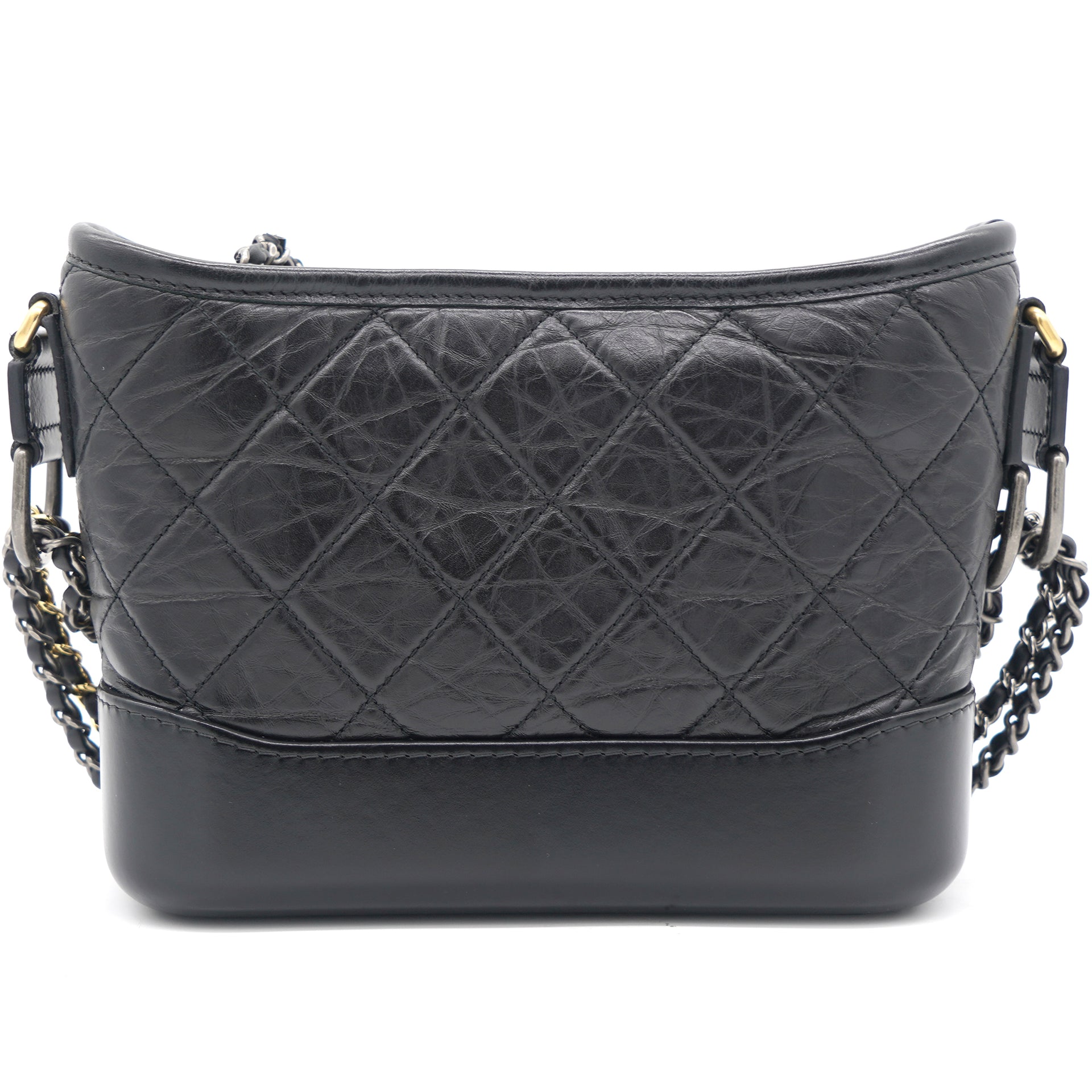 CHANEL Aged Calfskin Quilted Small Gabrielle Hobo Black 1293465