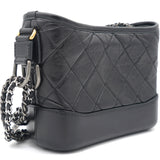 Aged Calfskin Quilted Small Gabrielle Hobo Black